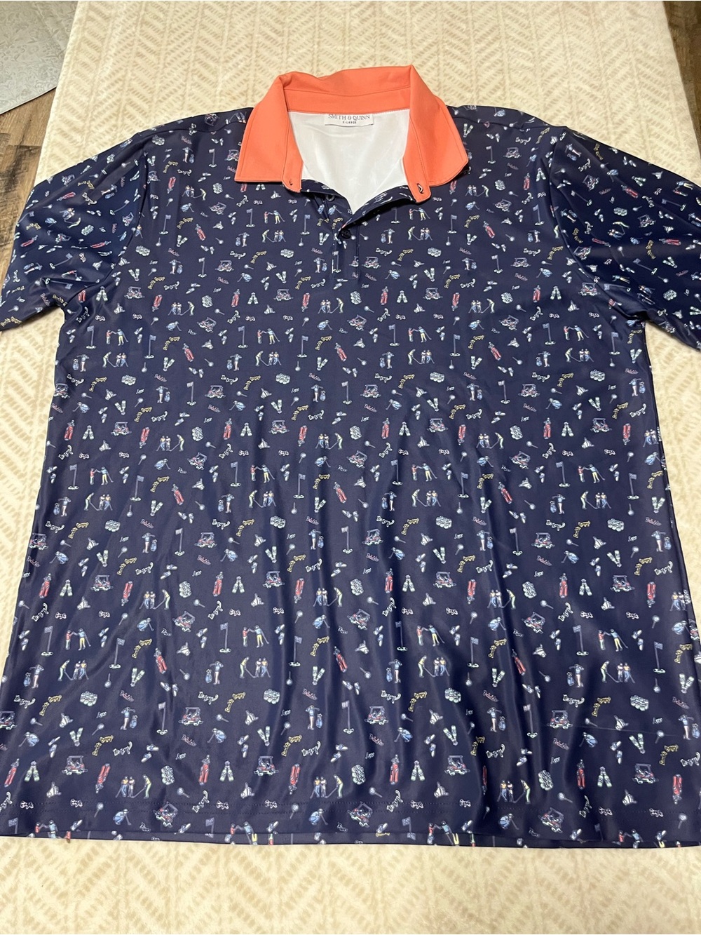 Smith And Quinn Golf Polo All Over Print Bogey Cart XL Stretch Active